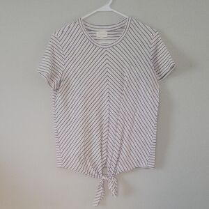 Striped White and Black Women's Top